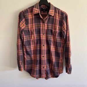 Madewell Red and Black Casual Button Down Shirt Sz XS